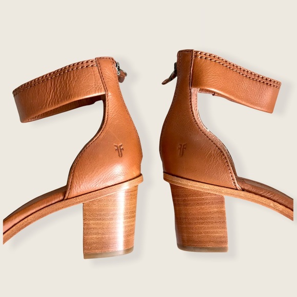 Frye Brielle Cognac Leather Chic Ankle Heel Sandal - Picture 12 of 16
